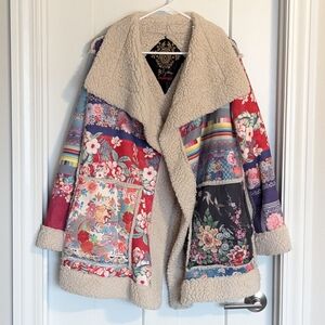 Johnny Was Anna Open Front Sherpa Jacket sz S/M
